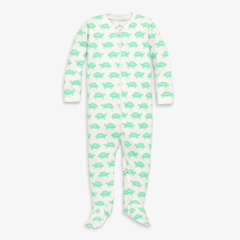 Baby organic animal friends zip footie