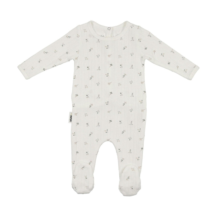 Pointelle Leaves Footie and Beanie Set
