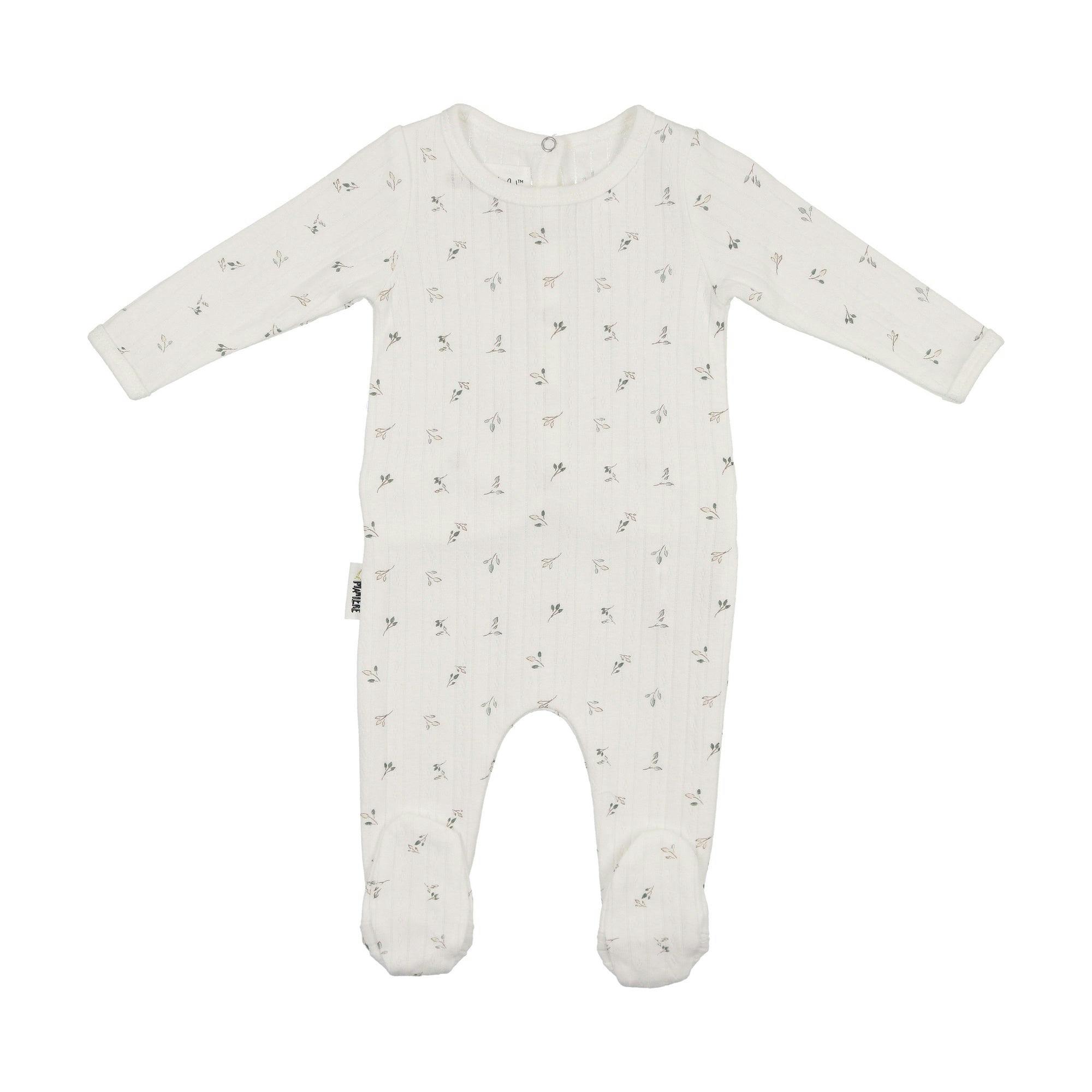 Pointelle Leaves Footie and Beanie Set