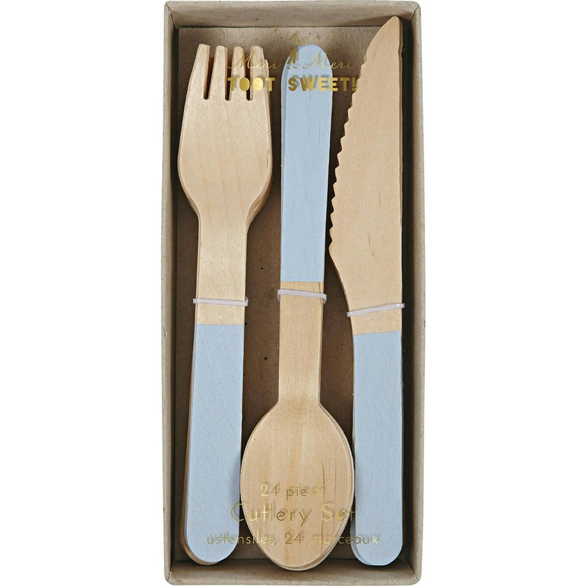 Blue Wooden Cutlery Set