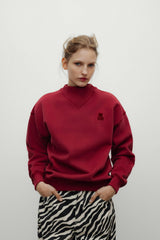 TNS Logo Rib Collar Woman Sweatshirt Rumba Red