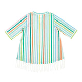 Hand Fringe Print Long Sleeve Cover-Up