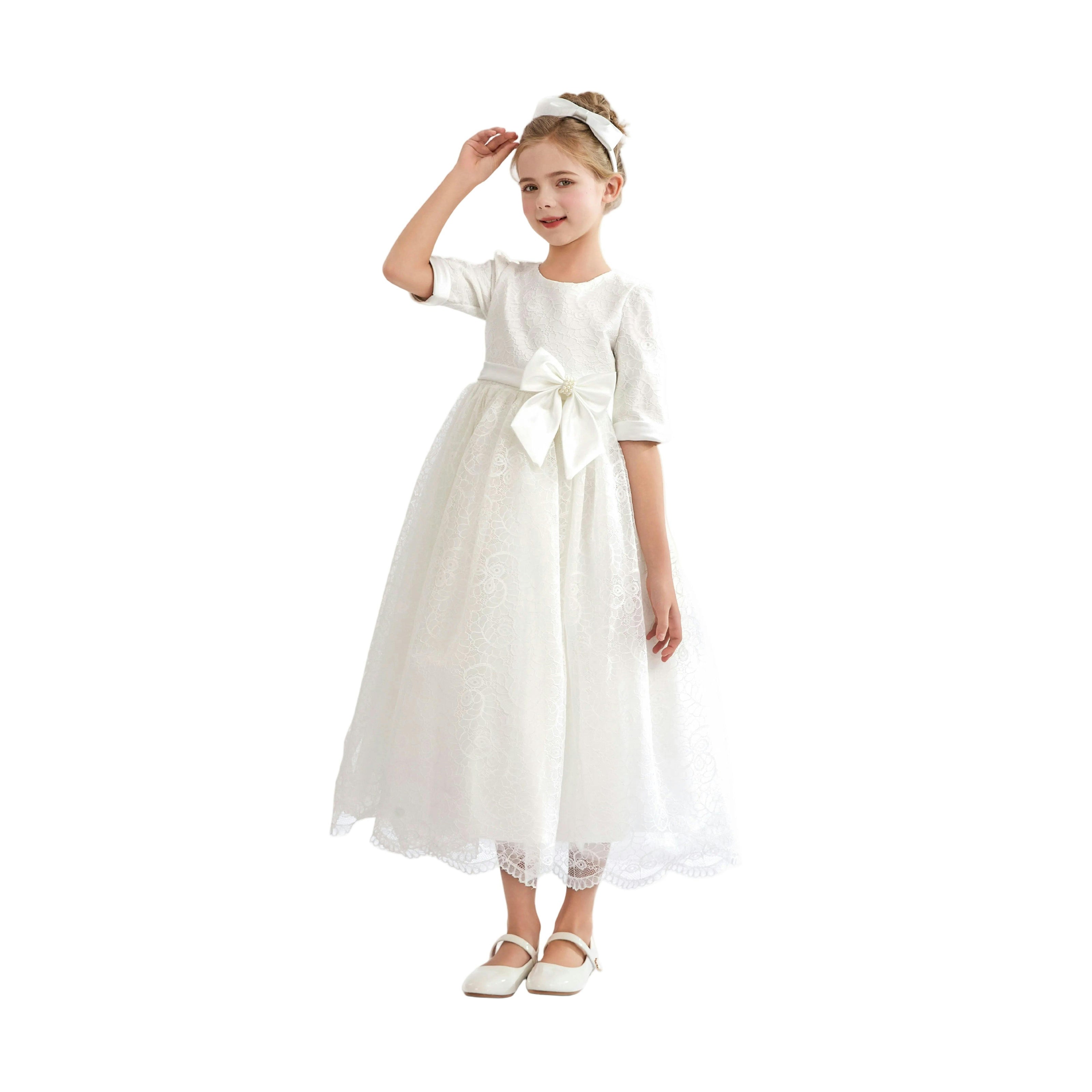 White Shannora Puff Sleeve Formal Dress