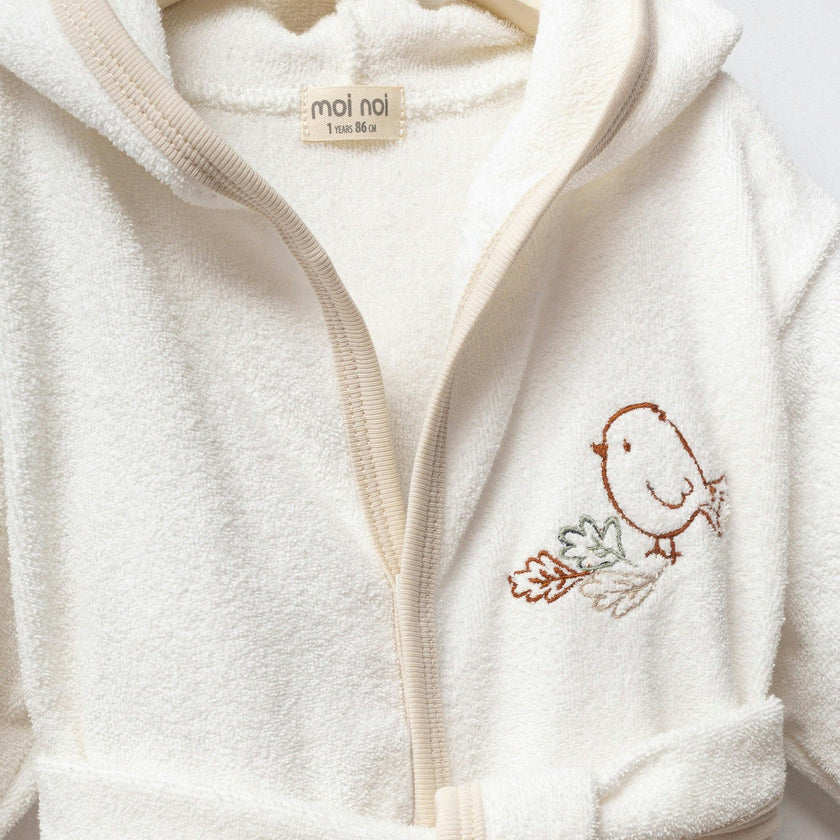 Beige Autumn Bird Robe