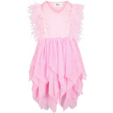 Gigi Feather Sleeve Tired Tulle Dress