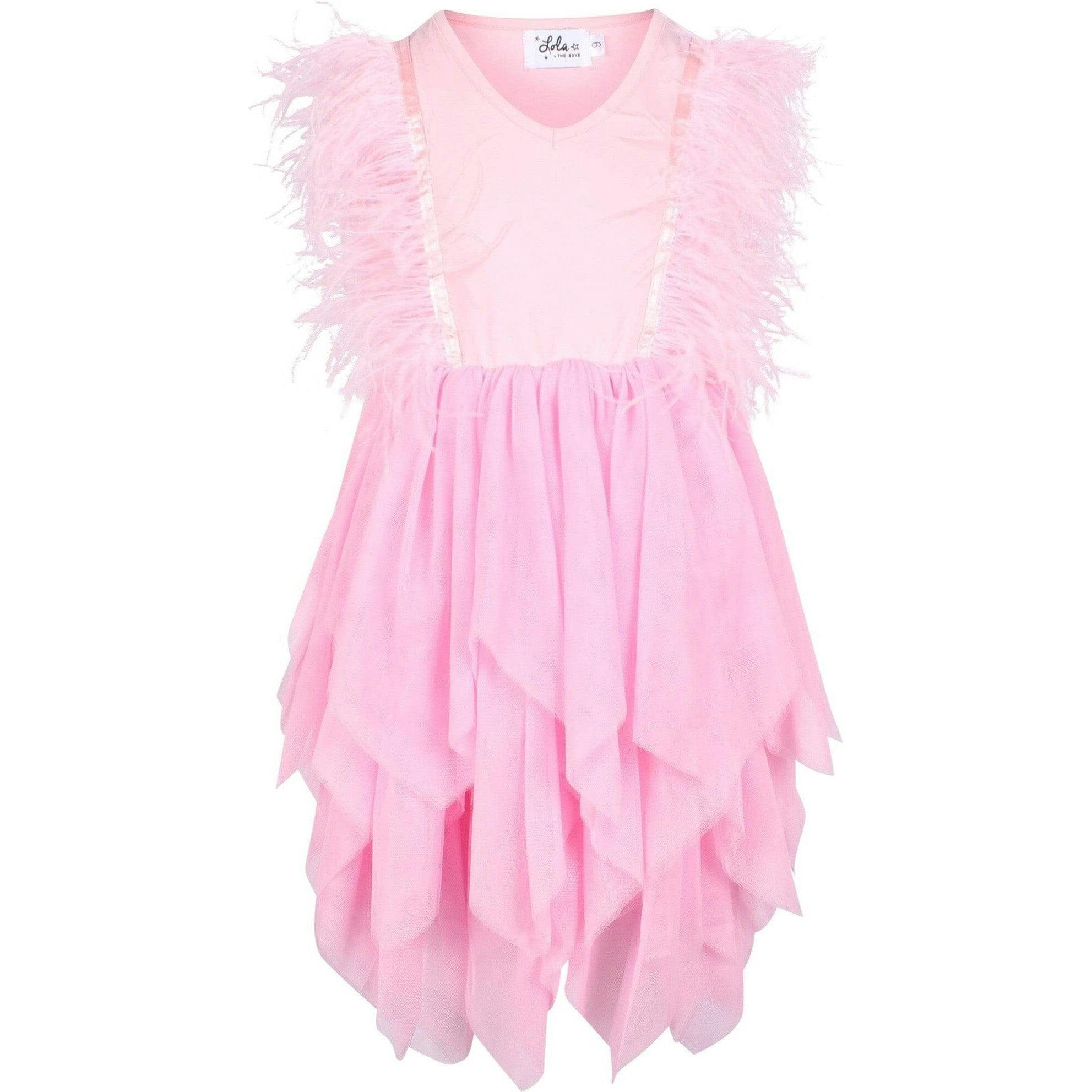 Gigi Feather Sleeve Tired Tulle Dress