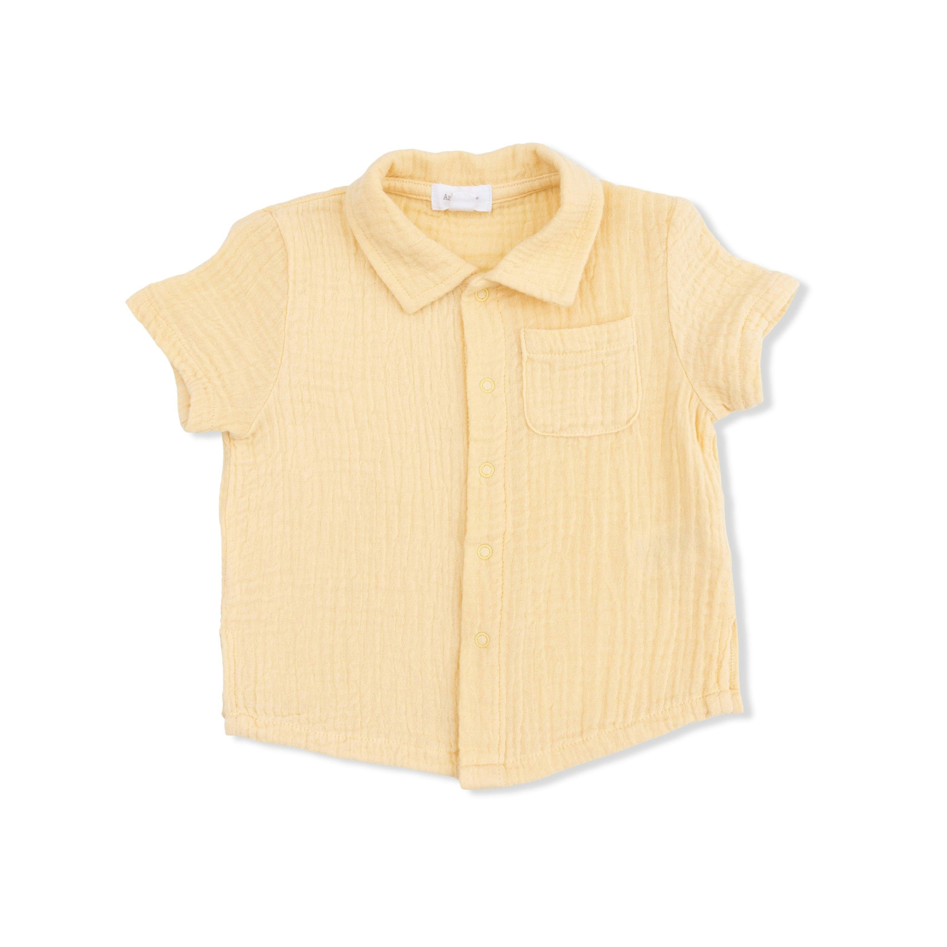 Micro Gingham Blue Blizzard - Polo Button Up with Casual Short