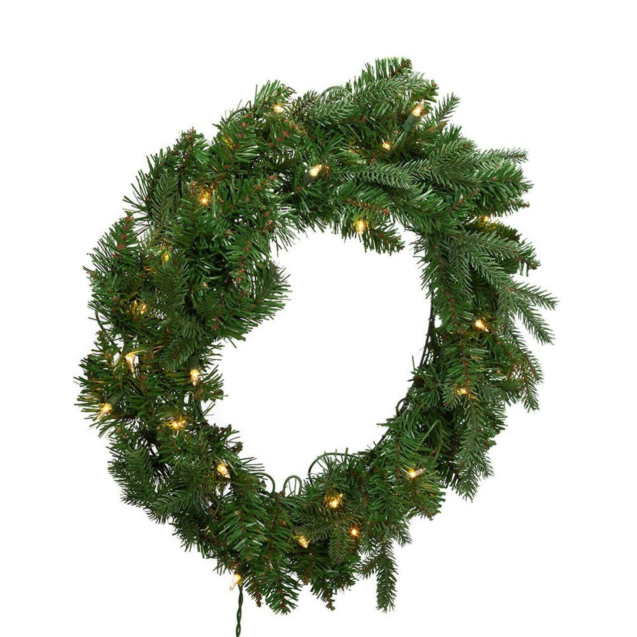 Kurt Adler 24-Inch Prelit Clear Jackson Pine Wreath