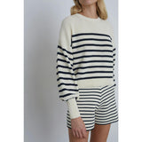 LEA STRIPE SHORT | IVORY + NAVY