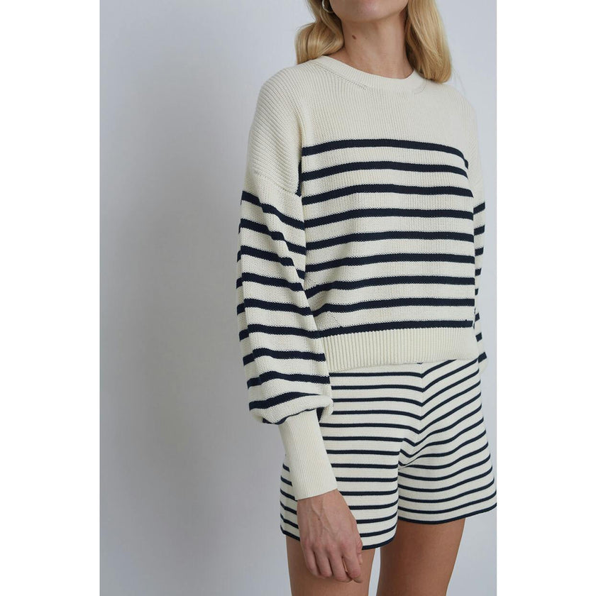 LEA STRIPE SHORT | IVORY + NAVY