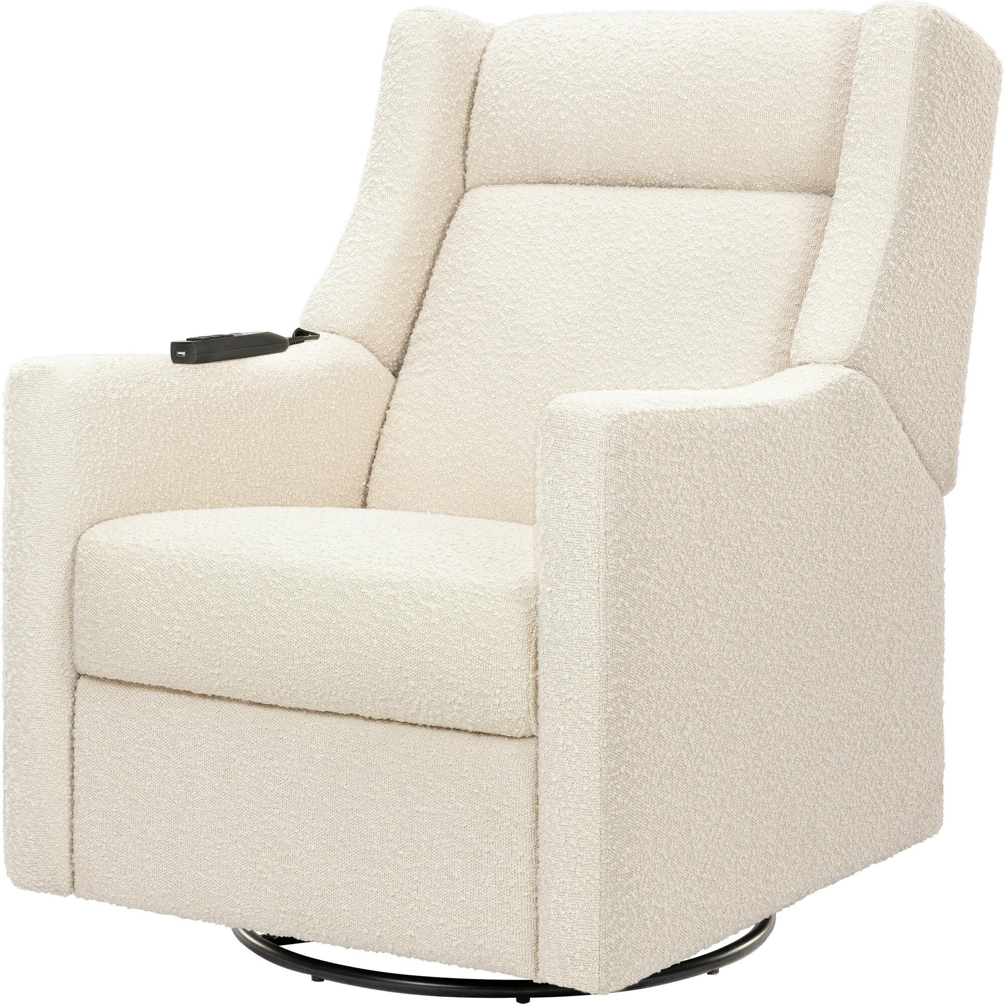 Kiwi Deluxe Power Recliner and Swivel Glider with Heat and Massage in Performance Ivory Boucle