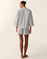 The Olivia Poplin Short Set in Ditsy Waltz White