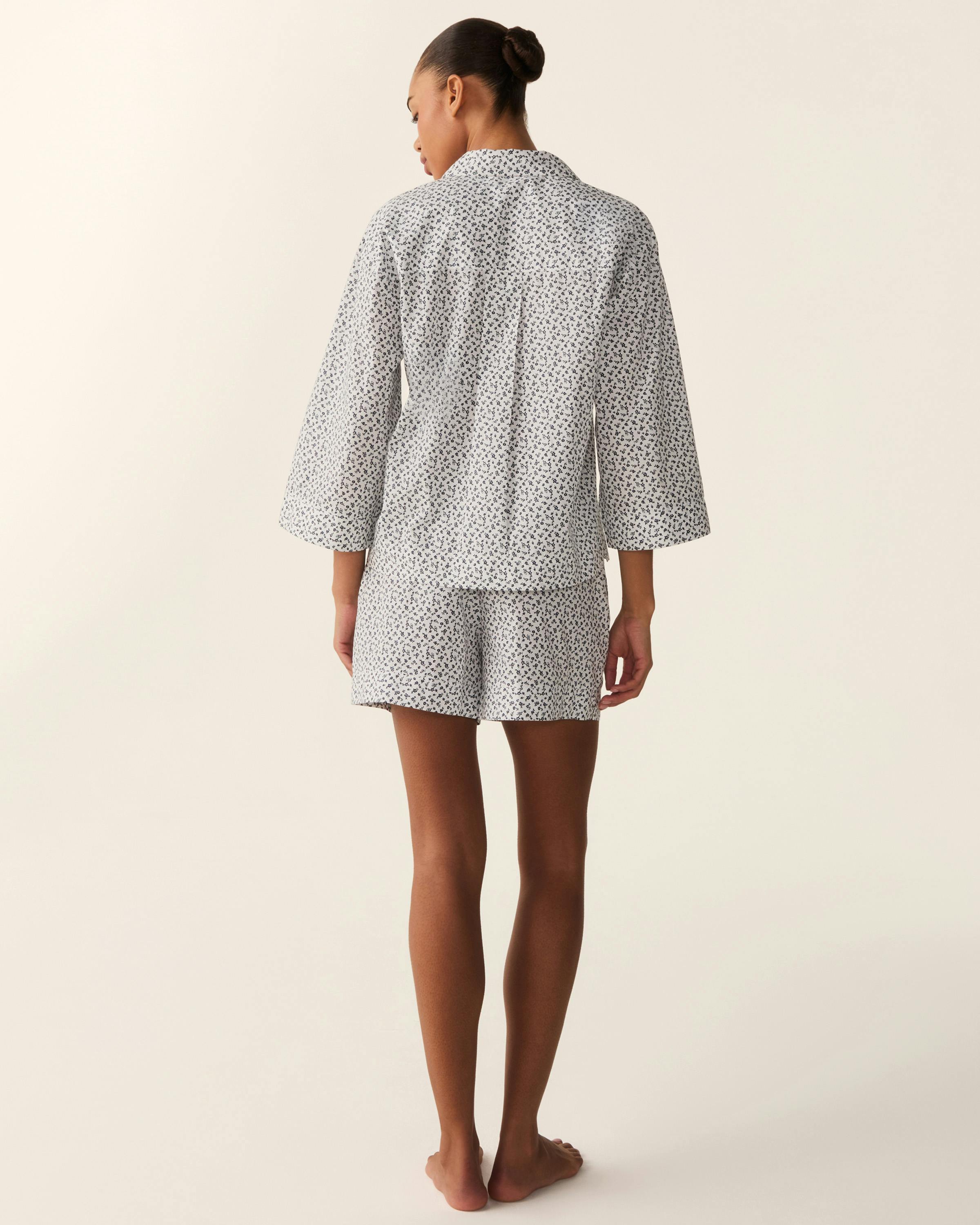 The Olivia Poplin Short Set in Ditsy Waltz White