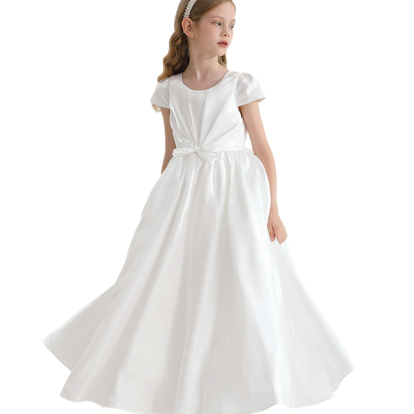 White Bow Long Brea Dress
