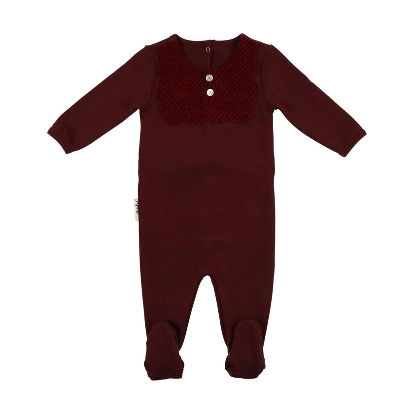 Velour Bib Girls Long Sleeve Footie
