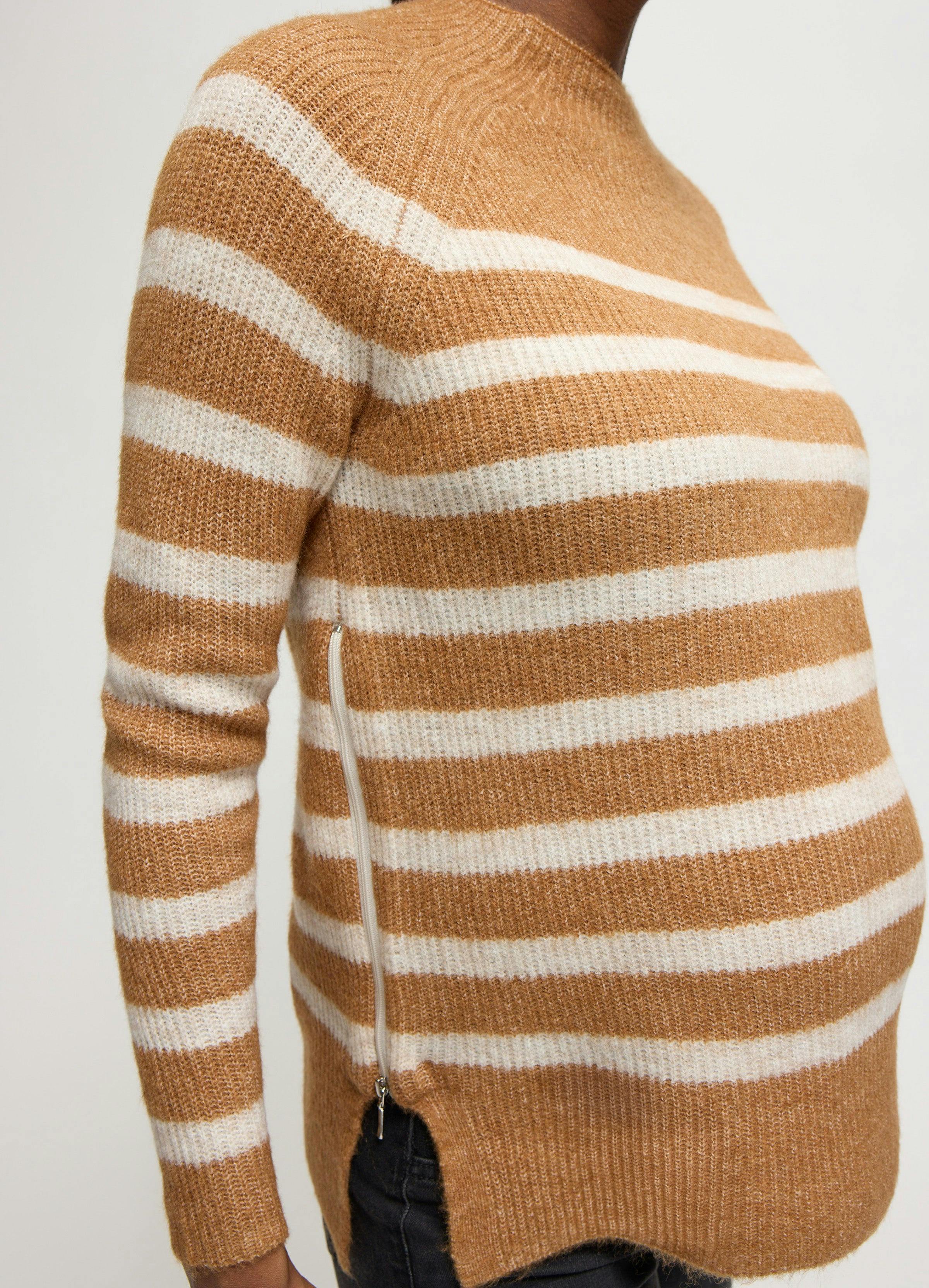 The Softline Side Zip Stripe Maternity and Nursing Sweater