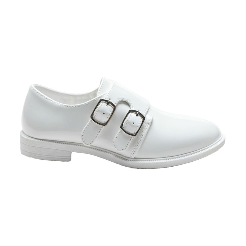 White Patent Buckle Dress Shoes