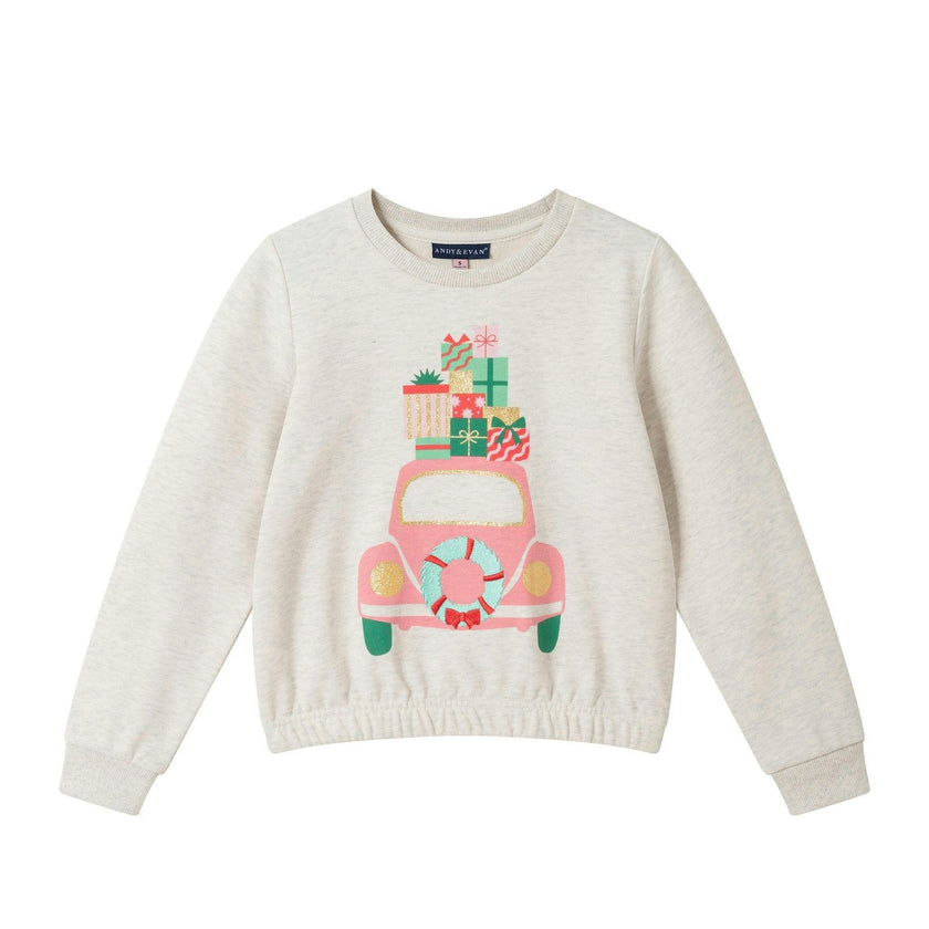 Graphic Sweatshirt | Pink Holiday Car
