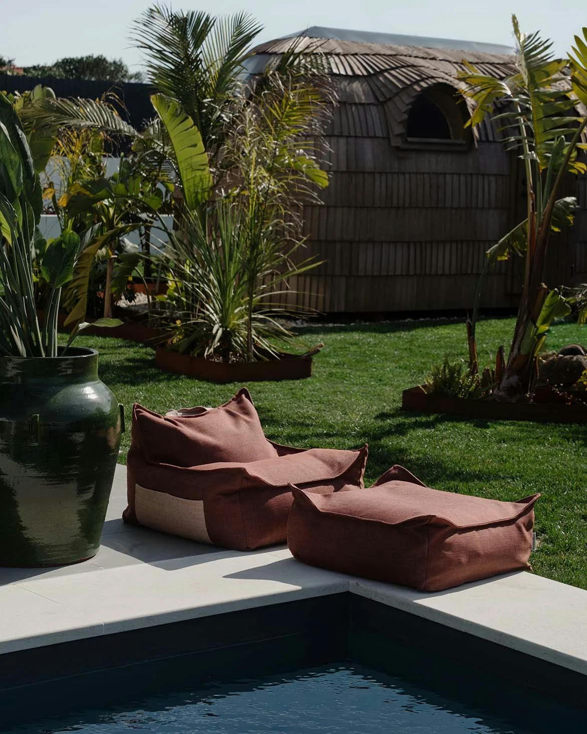Pomegranate Outdoor Square Ottoman