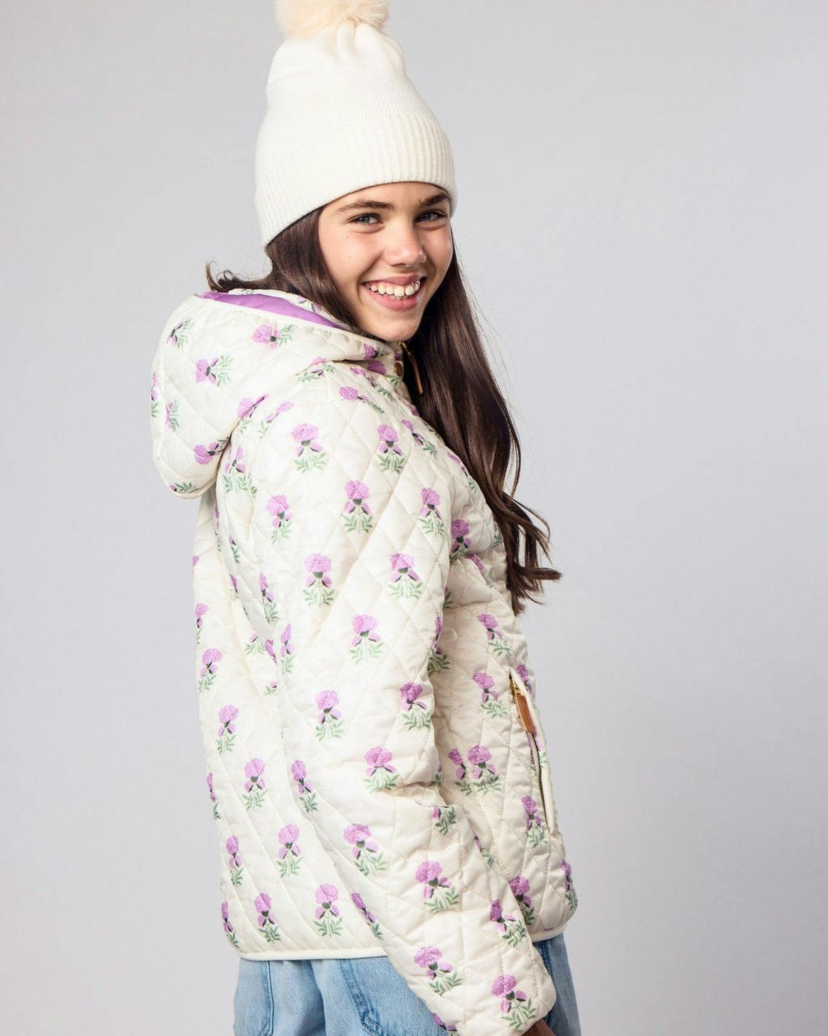 Kids Puffer Jacket in Winter White Marigold
