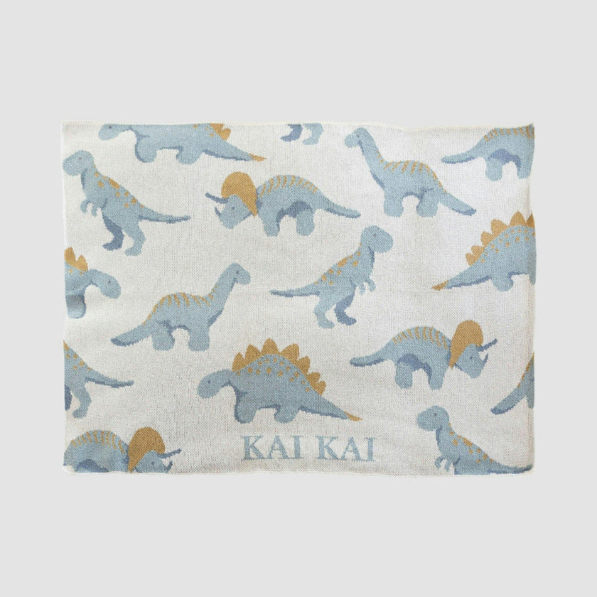 Custom Personalized Baby Sustainable Knit Throw Blanket - Dinosaur