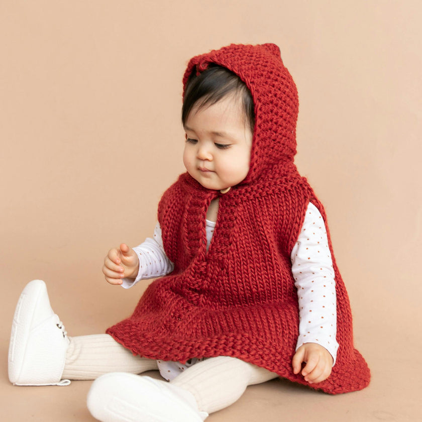 Poncho with hood - Red
