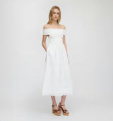 The Marguerite Nap Dress - White Trellis Broderie