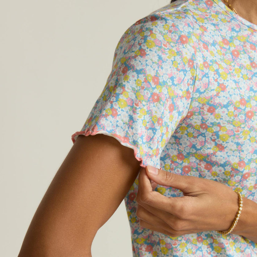 women's jasmine blossom shirt and short pima pajamas set
