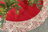 Handmade Linen Precision Cut Red Christmas Tree Skirt – 60" Arcadia Home
