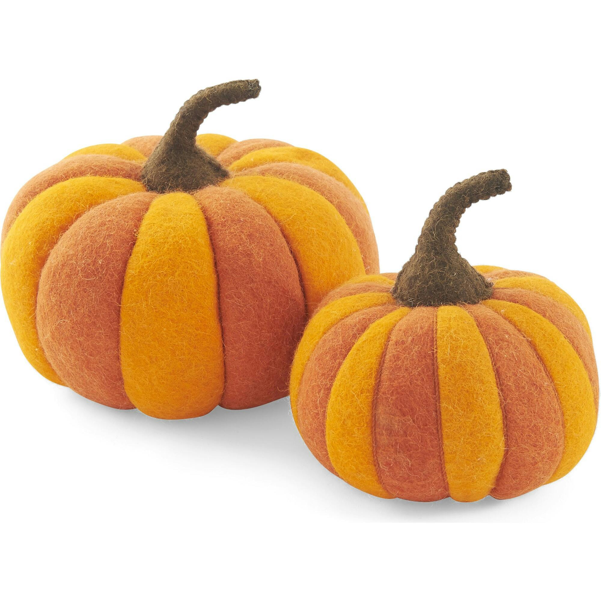 Orange Pumpkin Pair Hand Felted Wool - Medium