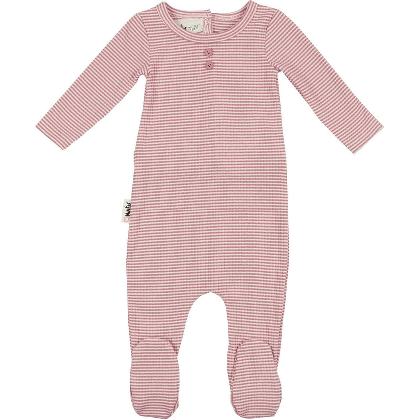 Button Striped Footie