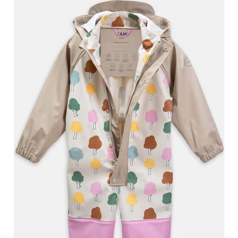 Tree Print Rain Coverall Jumpsuit
