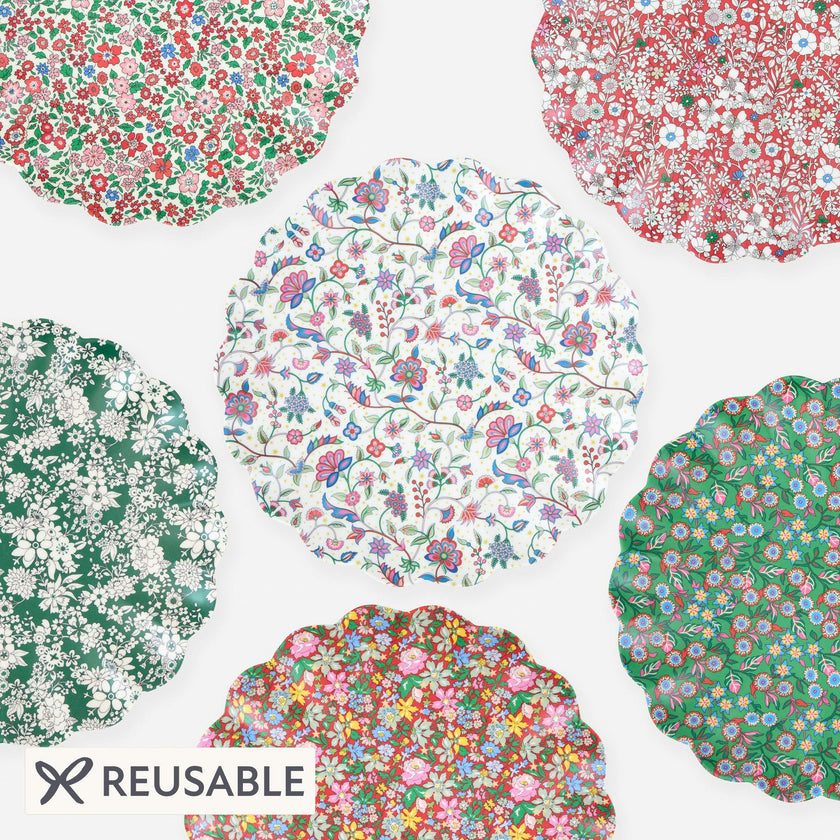 Meri Meri x Liberty Red & Green Reusable Large Plates