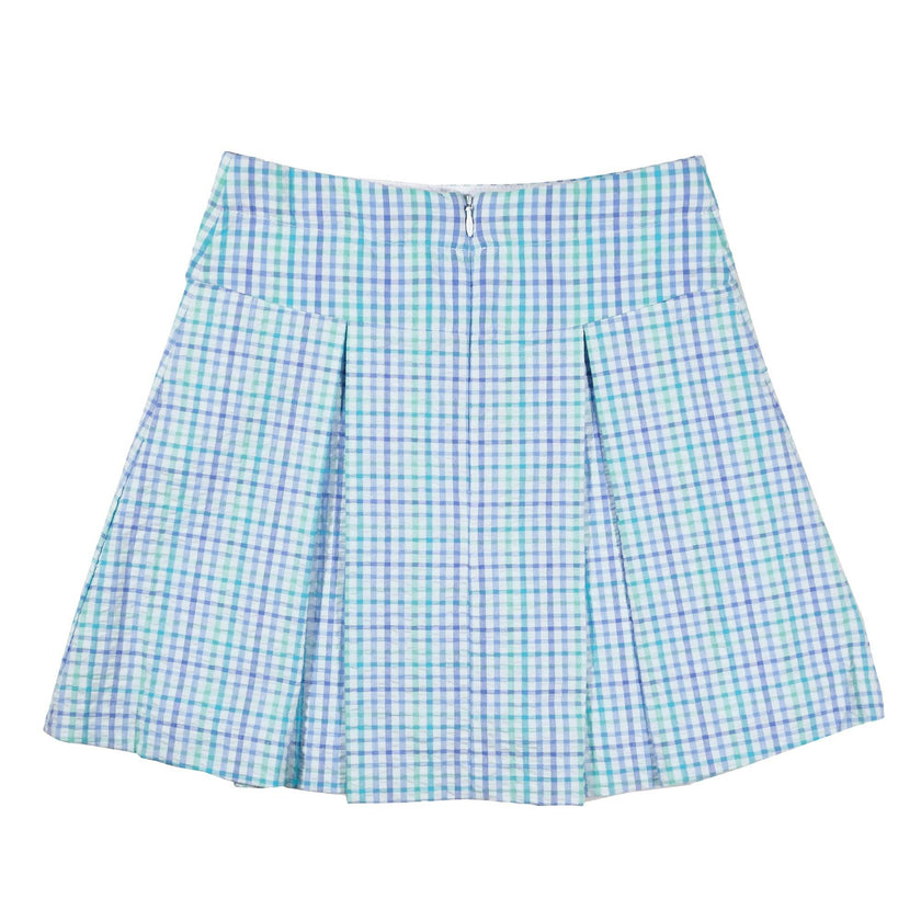 Plaid Seersucker Pleated Skirt