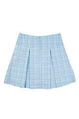 Plaid Seersucker Pleated Skirt