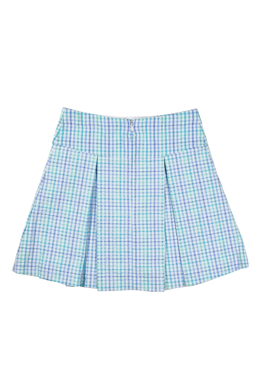 Plaid Seersucker Pleated Skirt