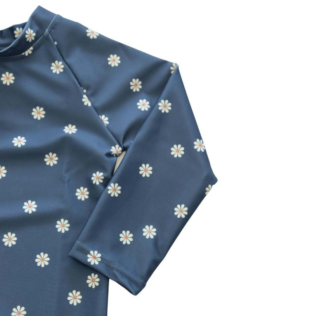 Kids Navy Daisy Rash Guard