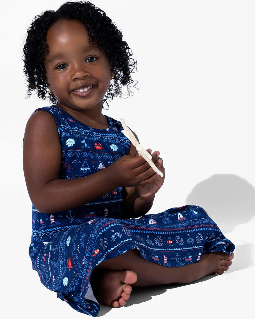 Sail Away Fair Isle Bamboo Girls' Sleeveless Dress