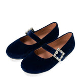 Amanda Velvet Wide Strap Square Buckle Mary Jane Shoes