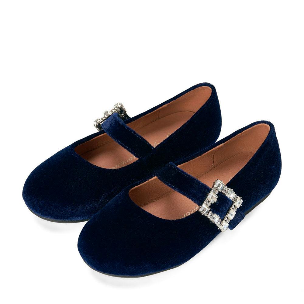 Amanda Velvet Wide Strap Square Buckle Mary Jane Shoes