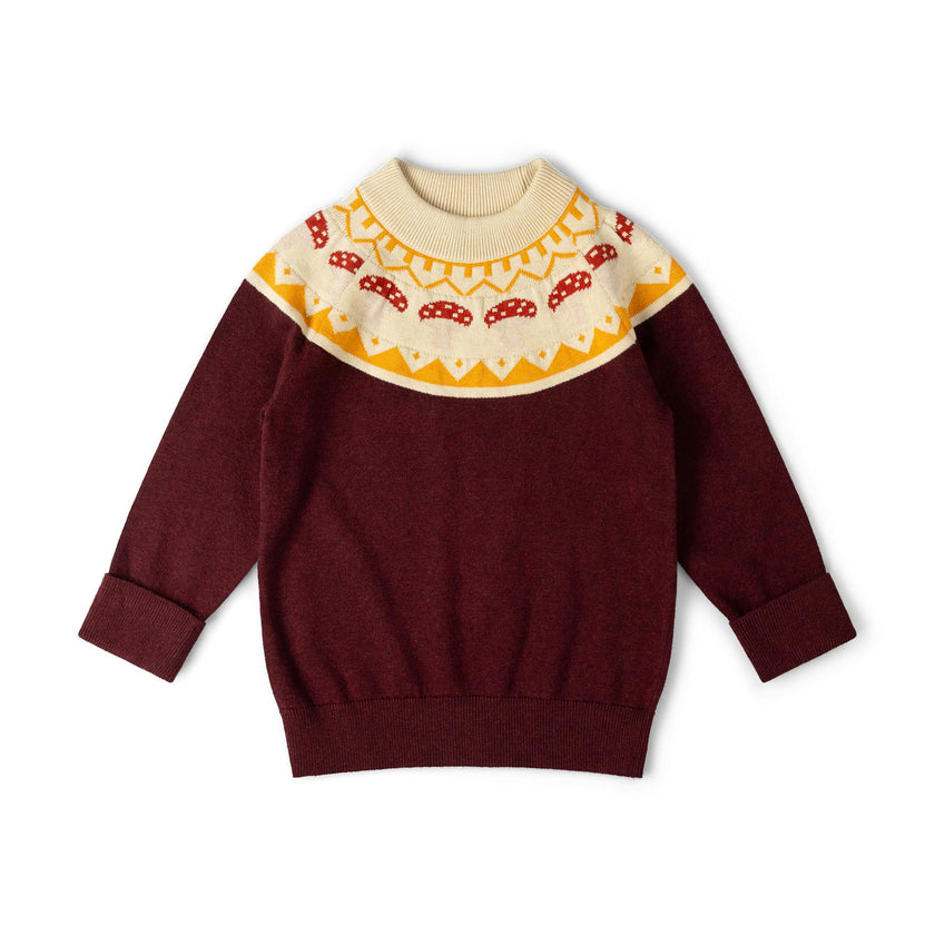 Mushroom Fairisle Knitted Jumper, Brown