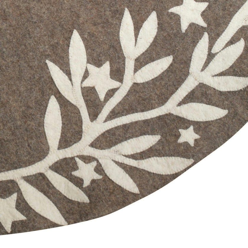 Handmade Felt Branches and Stars Gray Christmas Tree Skirt Arcadia Home
