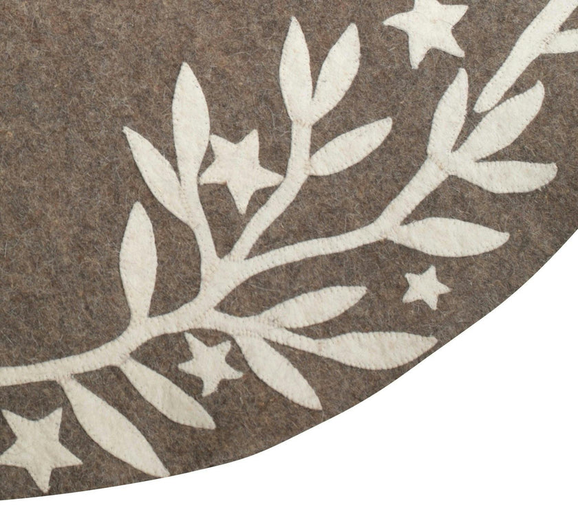 Handmade Felt Branches and Stars Gray Christmas Tree Skirt