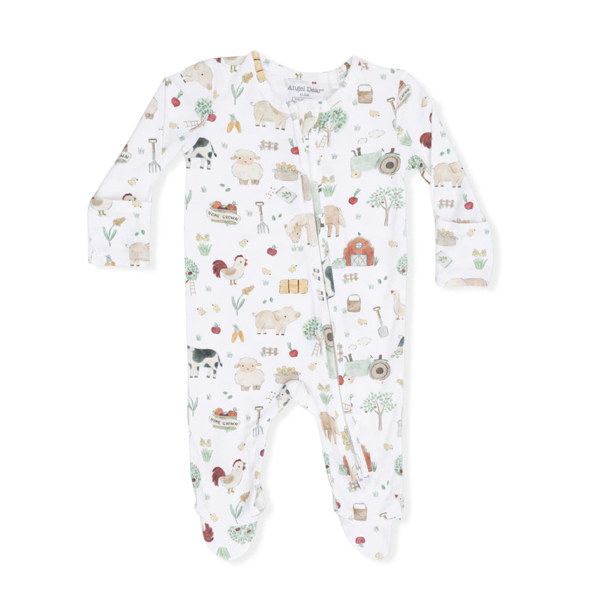 Cute Farm Animals Uni - 2 Way Zipper Footie
