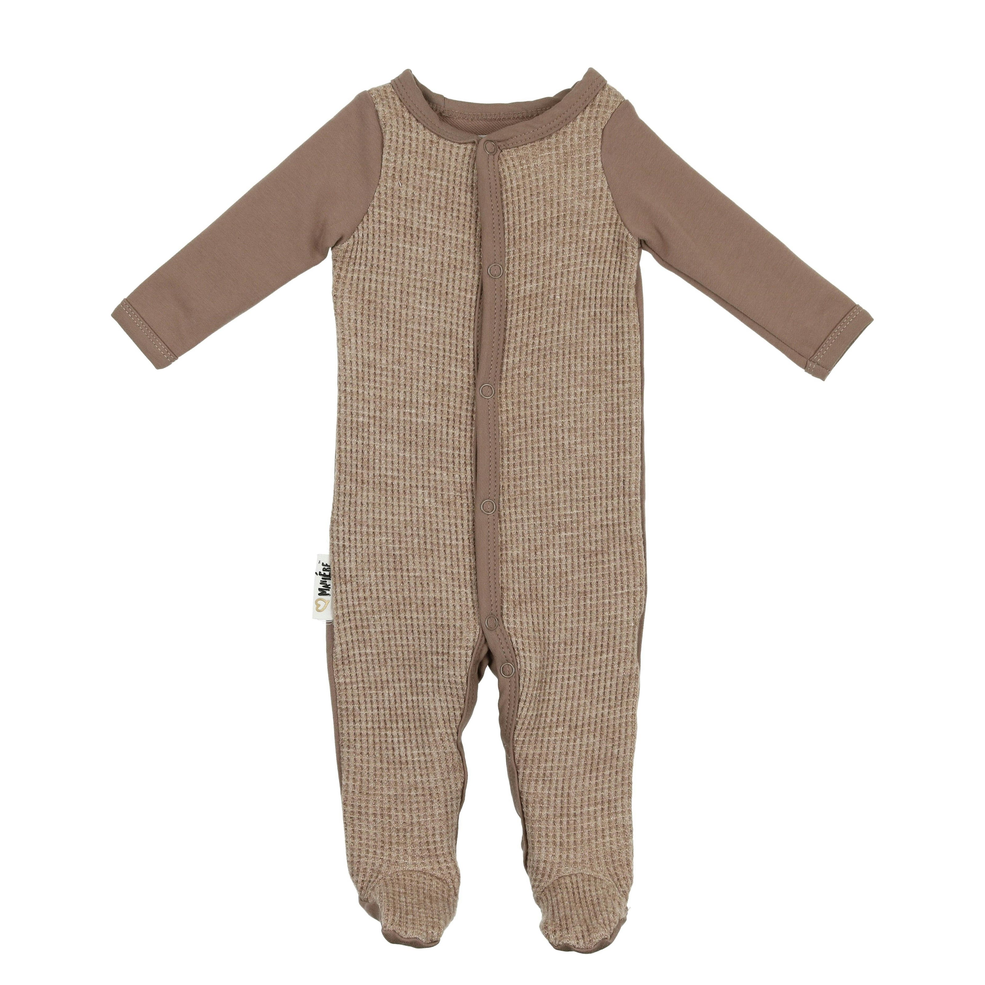 Waffle Round Neck Long Sleeve Snap Footie