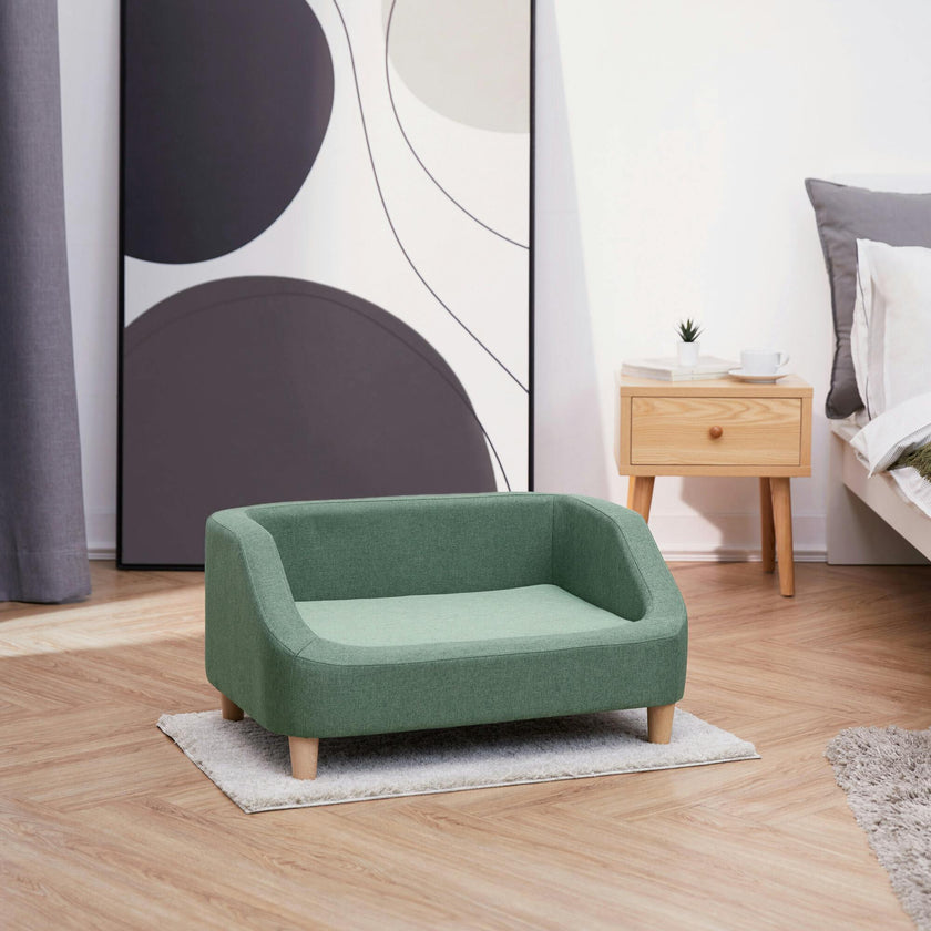 Bennett Linen Pet Sofa with Wood Style Foot & Washable Cover