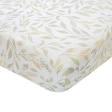 Willow Neutral Leaf Cotton Fitted Crib Sheet