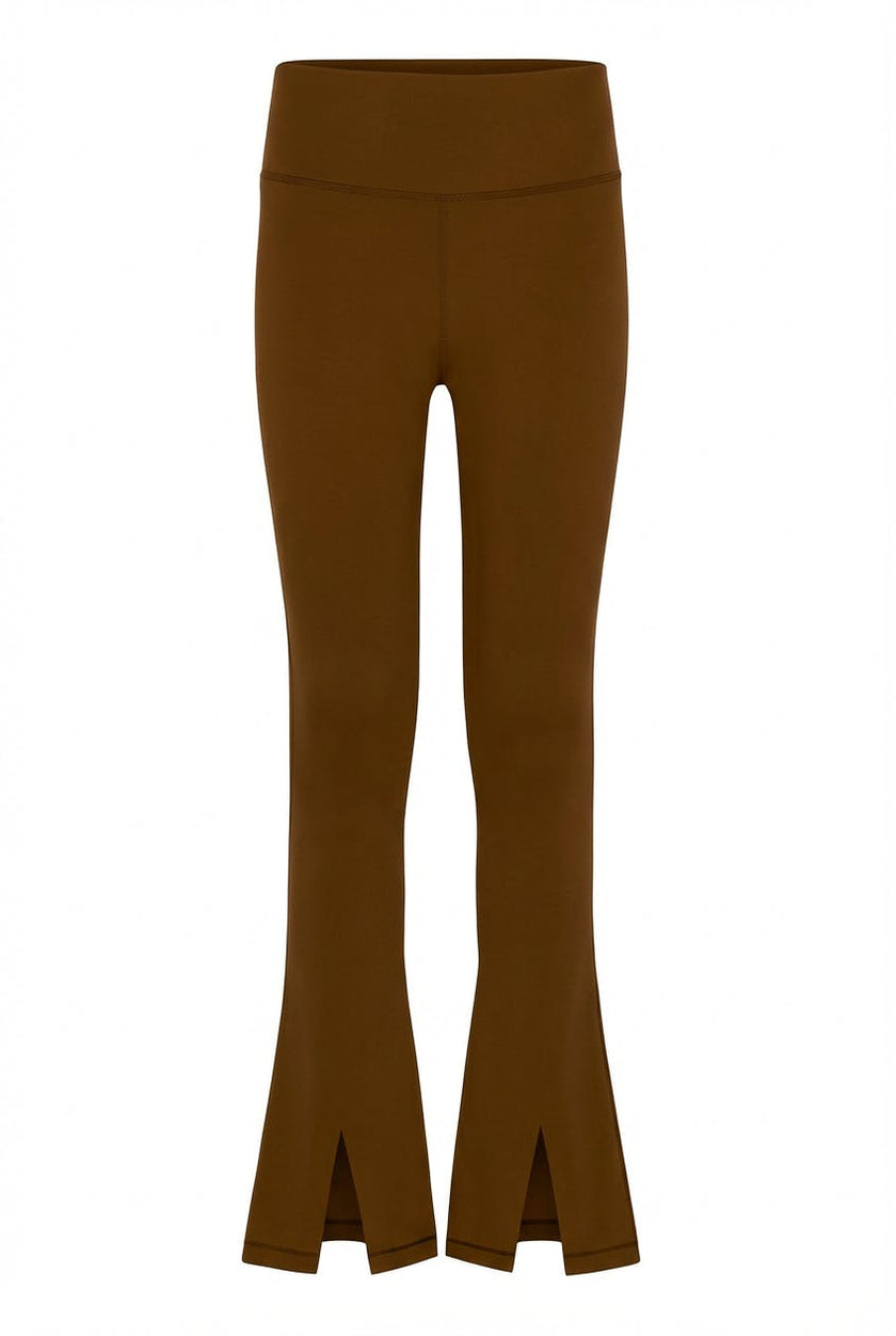 Adele Split Flare Leggings Brown