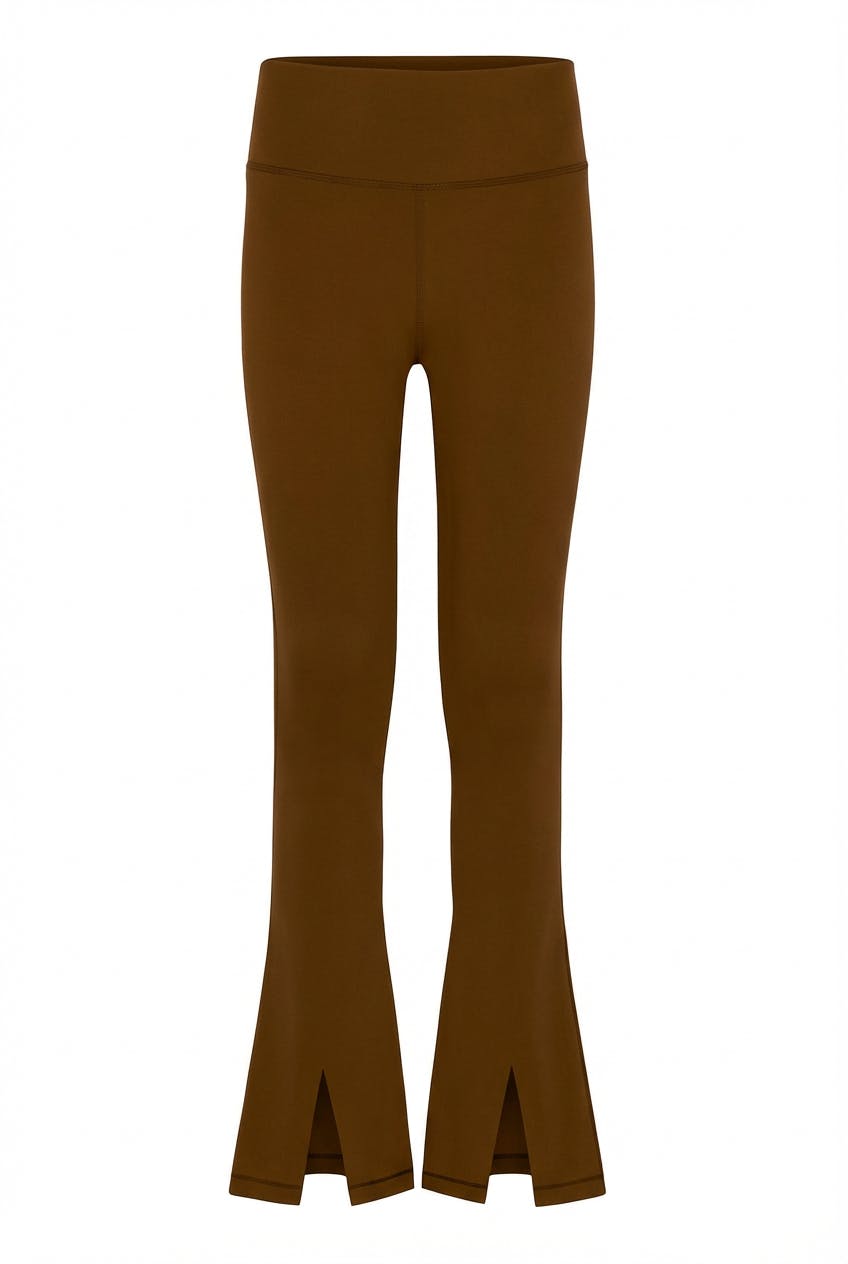 Adele Split Flare Leggings Brown