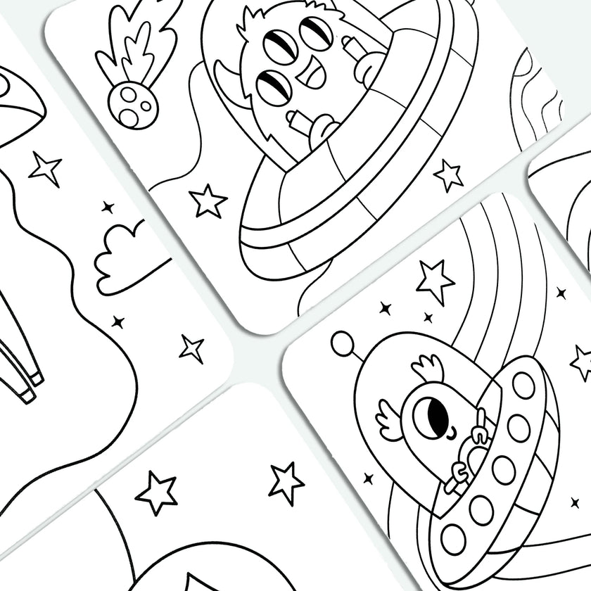 Undercover Art Hidden Pattern Coloring Activity Art Cards - Monster Aliens - 12 Cards